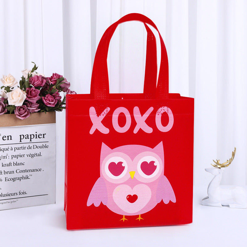 Valentine's Day Gift Bag Advertising Shopping Bag Laminated Waterproof Handbag Color Printing LOGO Versatile Wholesale Non-Woven Bags