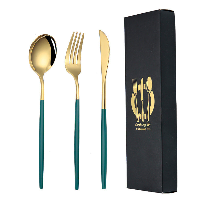 Portuguese Cutlery Stainless Steel Knife and Fork Two-Piece Set Western Steak Knife Fork Spoon Cutlery Gift Box Set Customizable LO