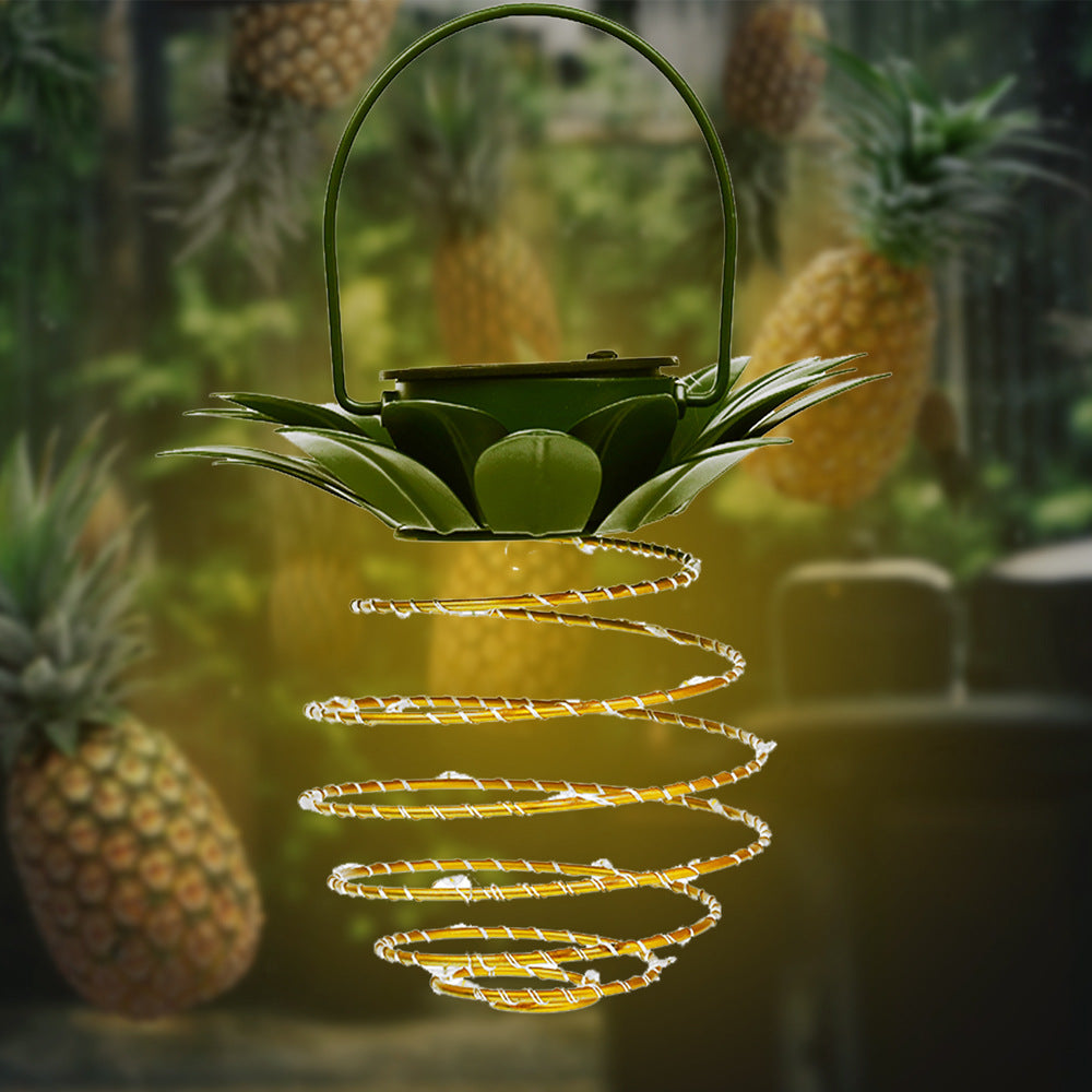 Cross-border hot Solar Light Pineapple Iron Lantern led Copper Wire Light String Outdoor Waterproof Garden Decoration Hanging Lamp