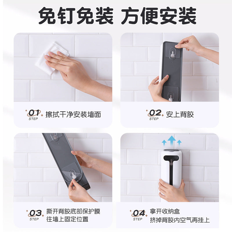TikTok Kitchen No-Drill Plastic Bag Organizer Storage Rack Wall-mounted pull-out home underwear storage box