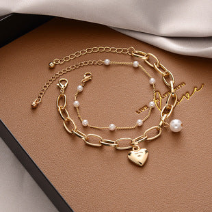 Korean Versatile Pearl Bracelet for Women ins Niche Style High-End Titanium Steel Bracelet Couple Bracelets Wholesale