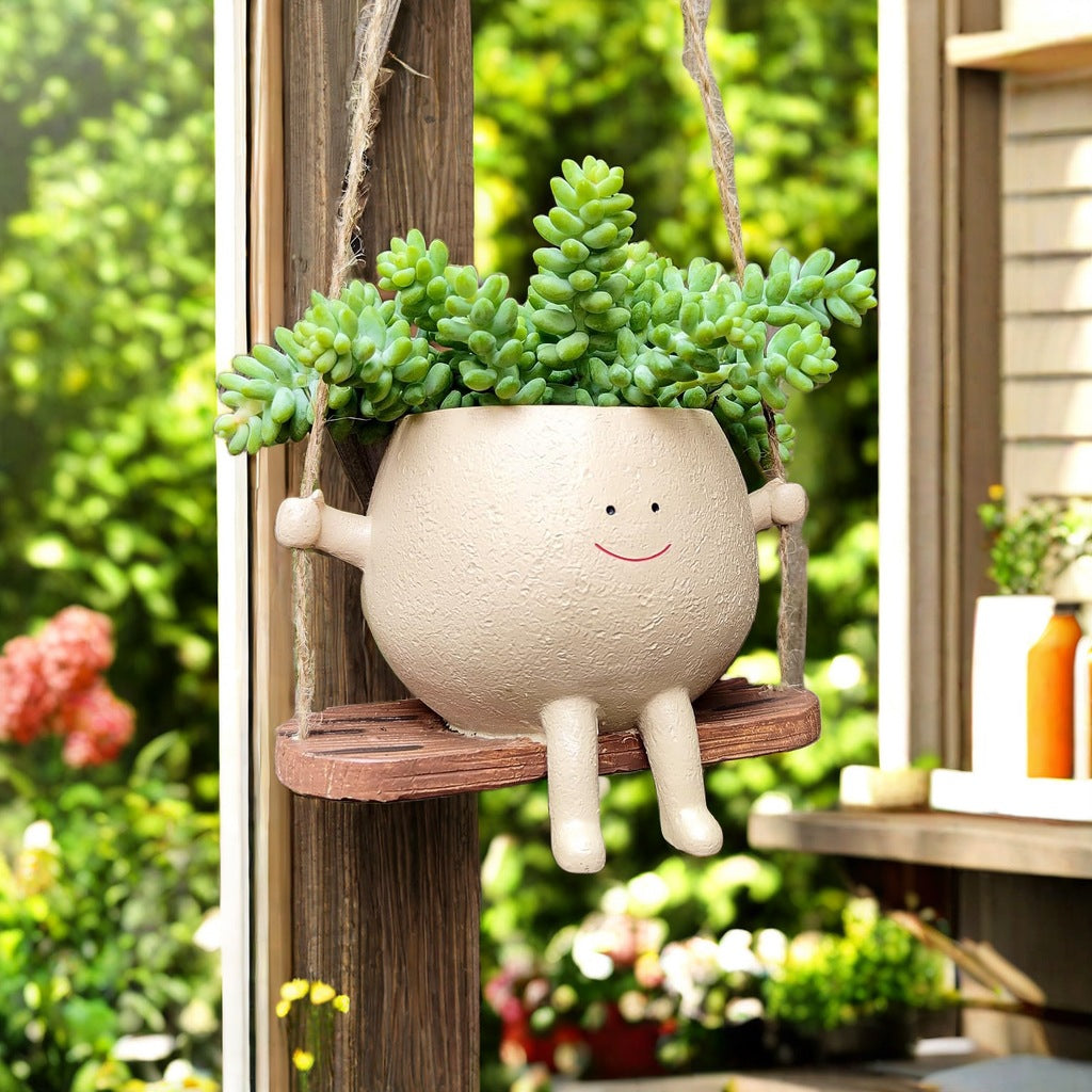 Succulent Flower Pot Cute Smiling Face Swing Flower Pot Personalized Decoration Creative Hanging Hydroponic Flower Pot Balcony Decoration
