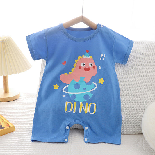 Summer New Infant Crawling Suit Pure Cotton Korean Version Thin Boys' Short Sleeve Girls' One-Piece Romper
