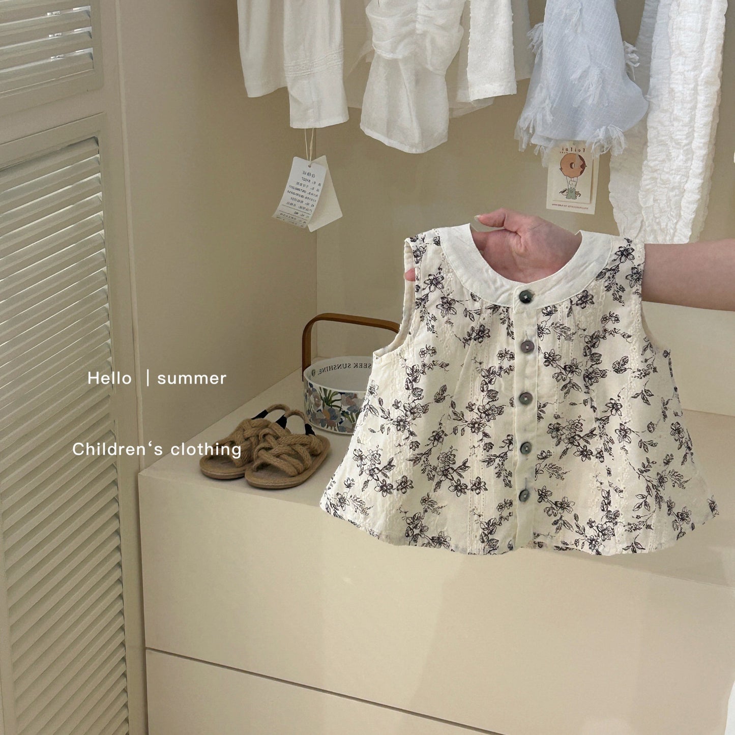 Girls retro Cotton and Linen Vest Set Summer Clothes2025New Korean Style Children's Sleeveless Doll Shirt Wide Leg Pants for Kids
