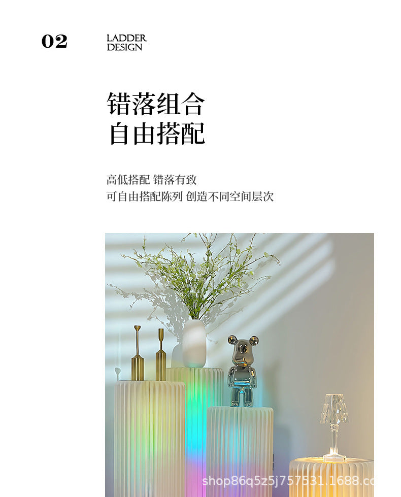 【Firefly Lantern】Live Streaming Background Decoration Foldable Round Column Paper Roman Column Folding Column Road Guide Ornament