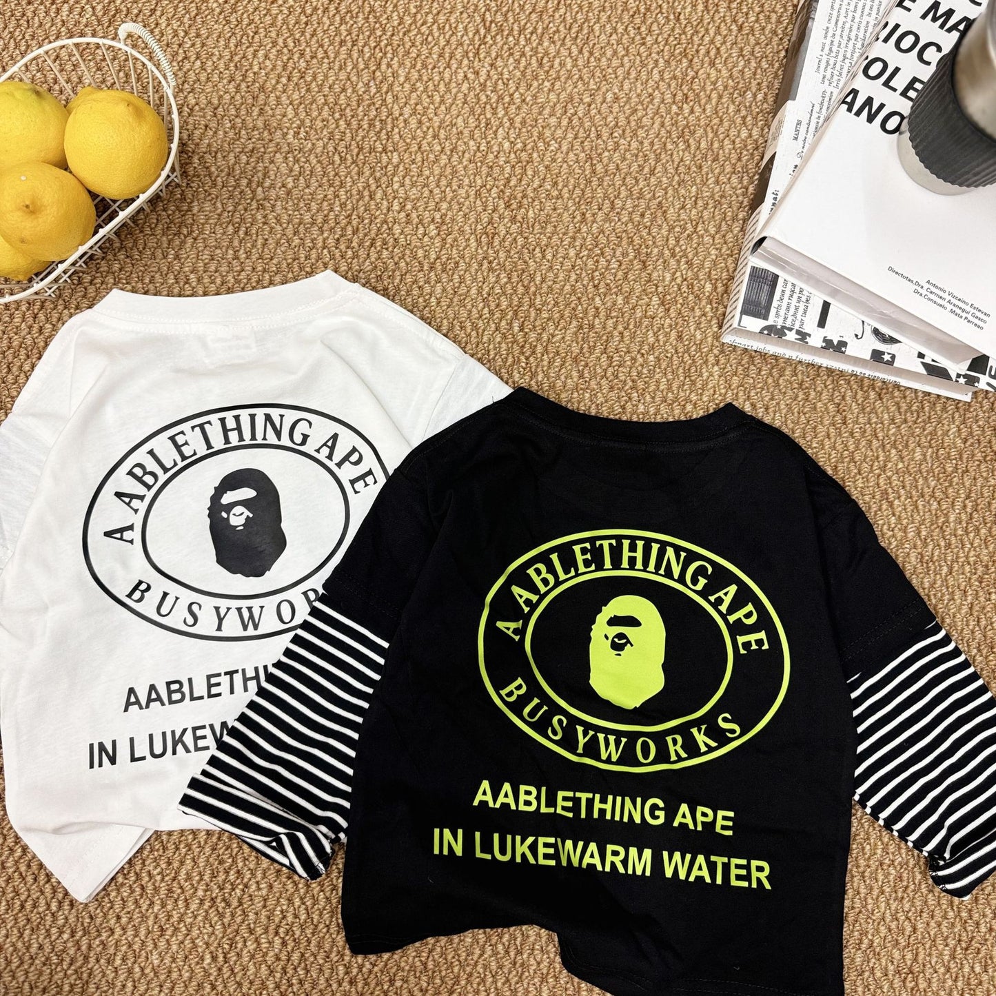 Cross-border Exclusive Children's Pure Cotton T New Long Sleeve T-Shirt for Boys and Girls T T-shirt Baby Round Neck Letter Top Hot Sale