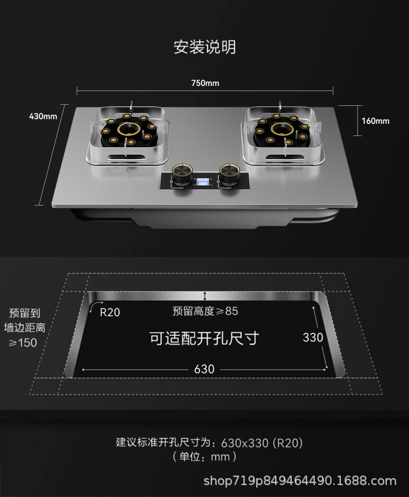 German Brand Gas Stove Double Burner Household Natural Gas Liquefied Gas High Flame Stove Nine-Cavity Direct Injection Stainless Steel New Model