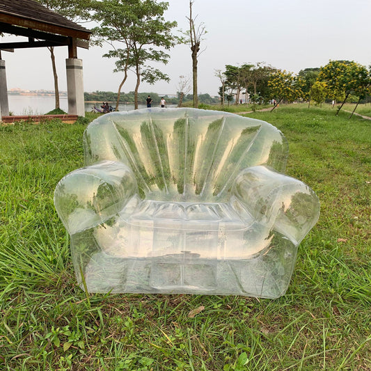 In Stock Transparent Sofa PVC Inflatable Sofa Camping Inflatable Lazy Recliner Single Seat Stuffable Doll Stool