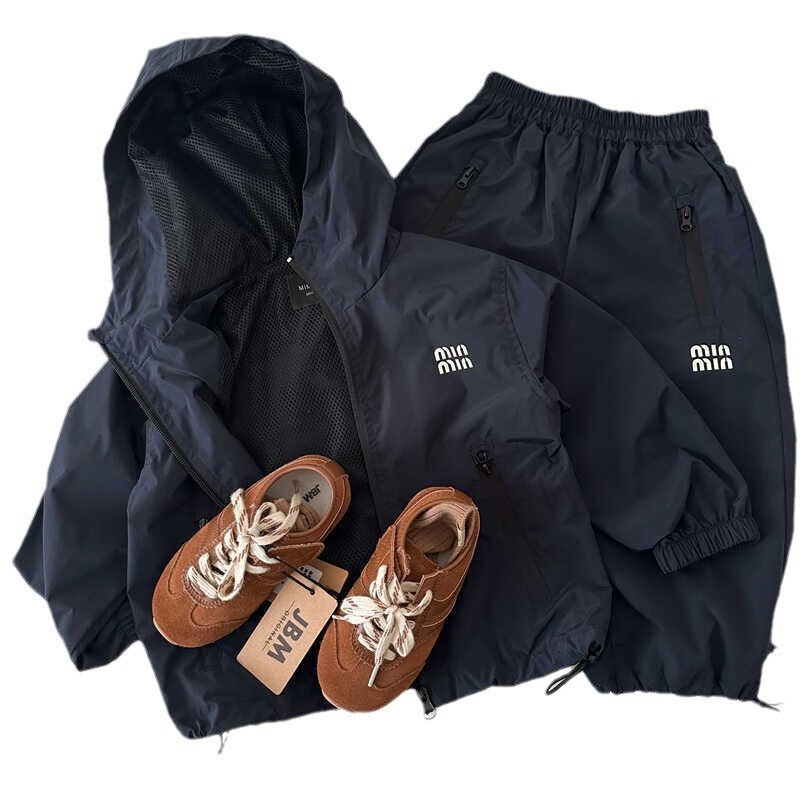 Sweet Little Chef Children's Set2025Autumn New Boys and Girls Hooded Letter Set Baby Workwear Two-Piece Set Trendy