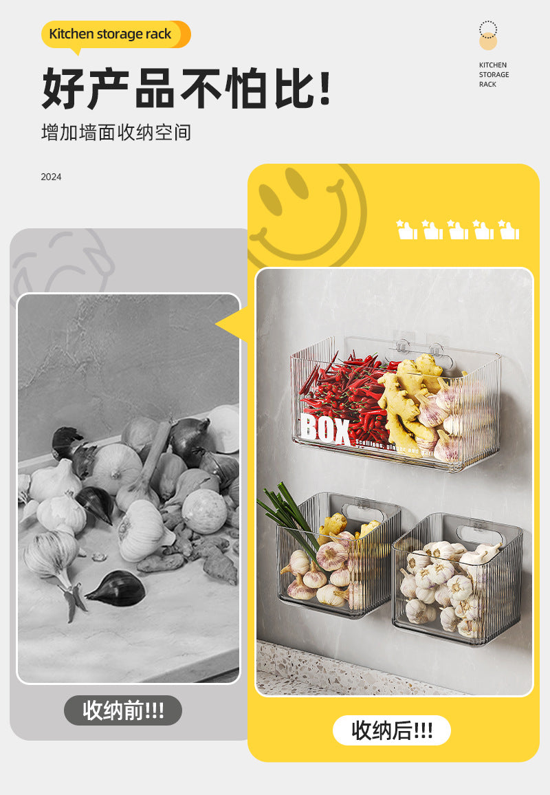 Younai Kitchen Onion Ginger Garlic Storage Box Wall-Mounted Vegetable Seasoning Storage Artifact Multi-Functional Shelf