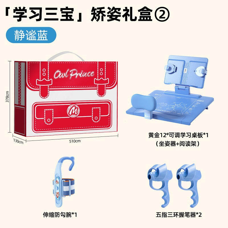 Cat Prince Learning Three Treasures Posture Correction Stationery Set Sitting Posture Correction Anti-Hook Wrist Pen Holding Aid Student Gift Box