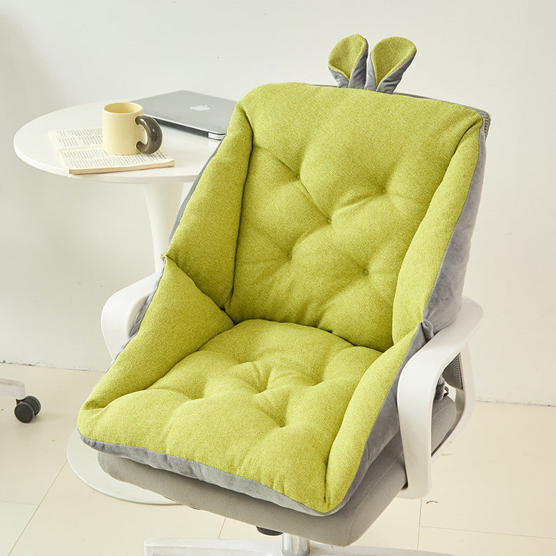 Thickened Seat Cushion and Back Cushion Integrated Ear Thick Cloth Cotton Linen Office Computer Chair Cushion Student Butt Cushion All Seasons