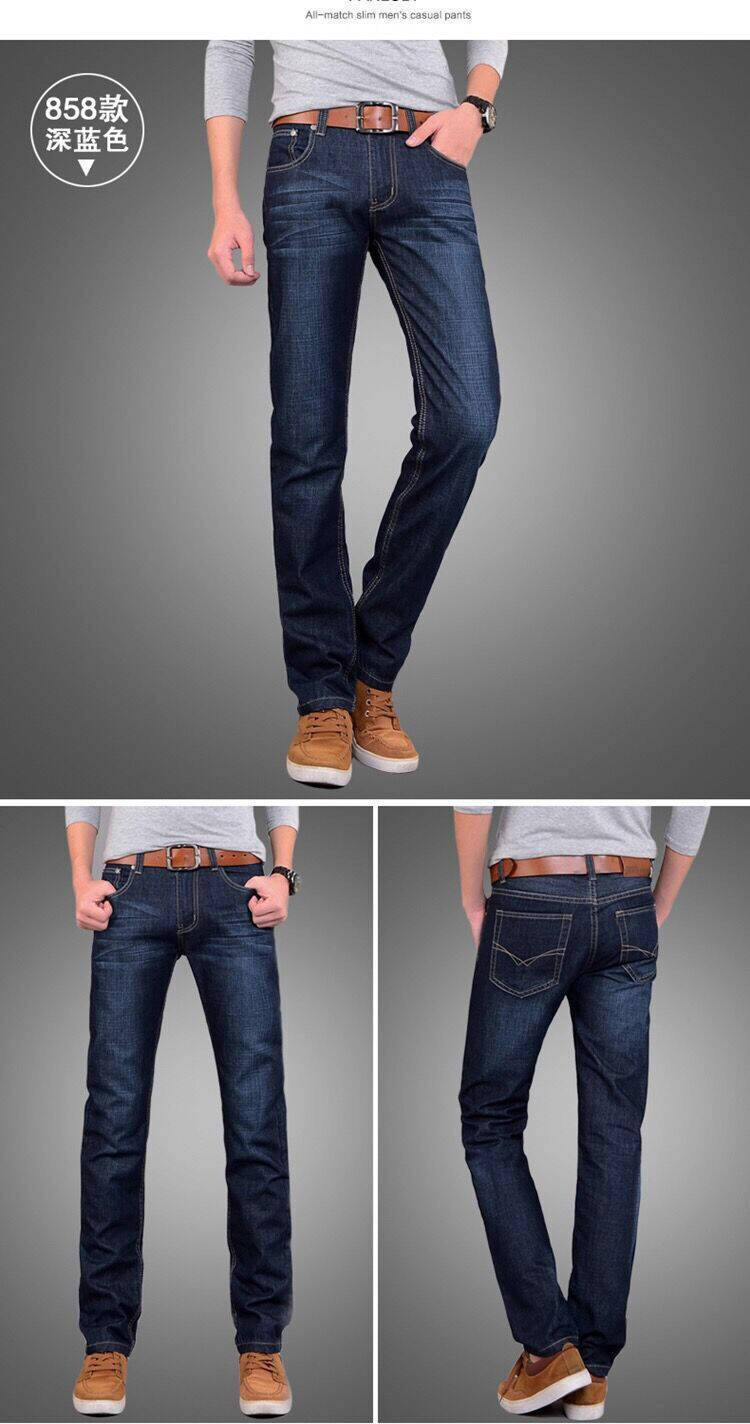 2025Spring Summer Thin Jeans Men Factory Wholesale Straight Mid-Waist Casual Pants Dirt-Resistant Work Versatile Long Pants