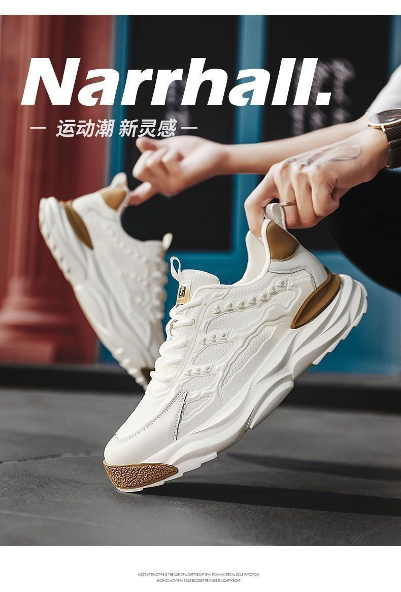 New Fashion Versatile Dad Sneakers2024Summer Trend Thick-Soled Height-Increasing Men's Shoes Mesh Breathable Casual Sneakers