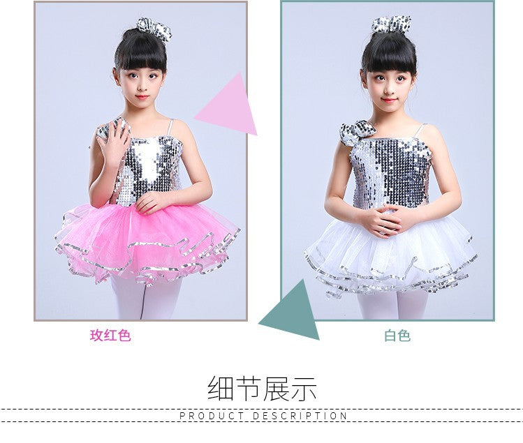 Kindergarten Performance Costume Children's Day Dance Costume for Girls Puffy Tulle Skirt Children's Jazz Dance Sequin Performance Dress