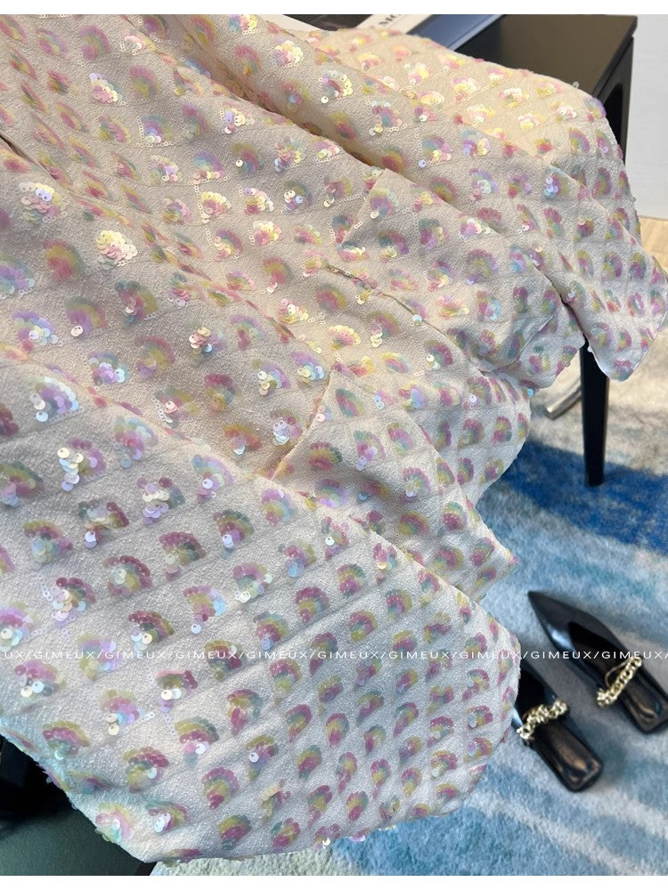 2025New Style Chanel-Inspired Short Coat for Women, Spring Design with High-End Feel, Heavy Sequins, Elegant Socialite Slimming Top