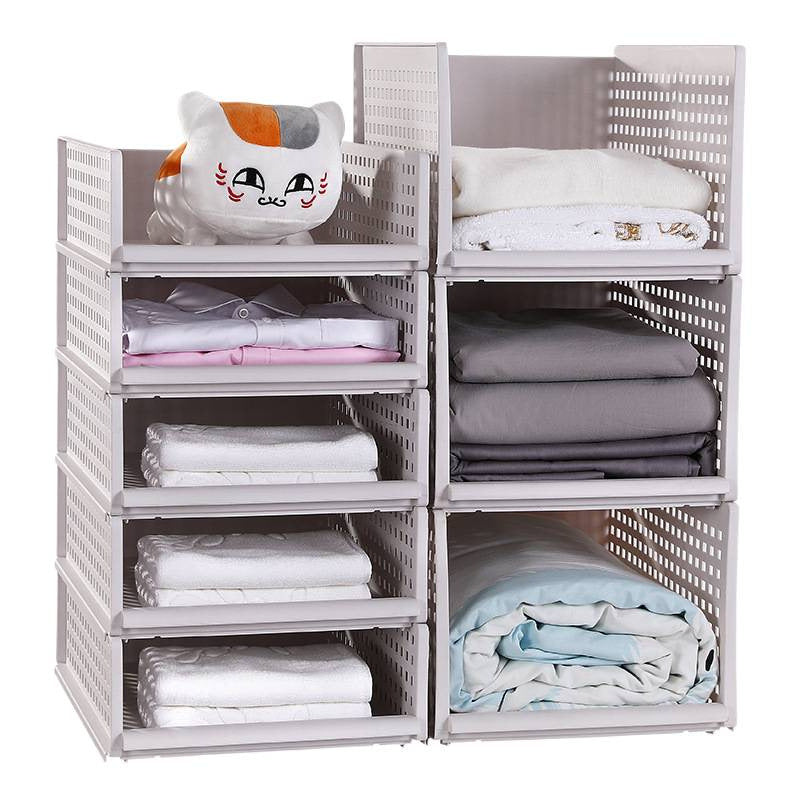 Extra Large Drawer Wardrobe Organizer Rack Clothes Storage Basket Plastic Multi-layer Stackable Compartment Storage Rack Chen Hema