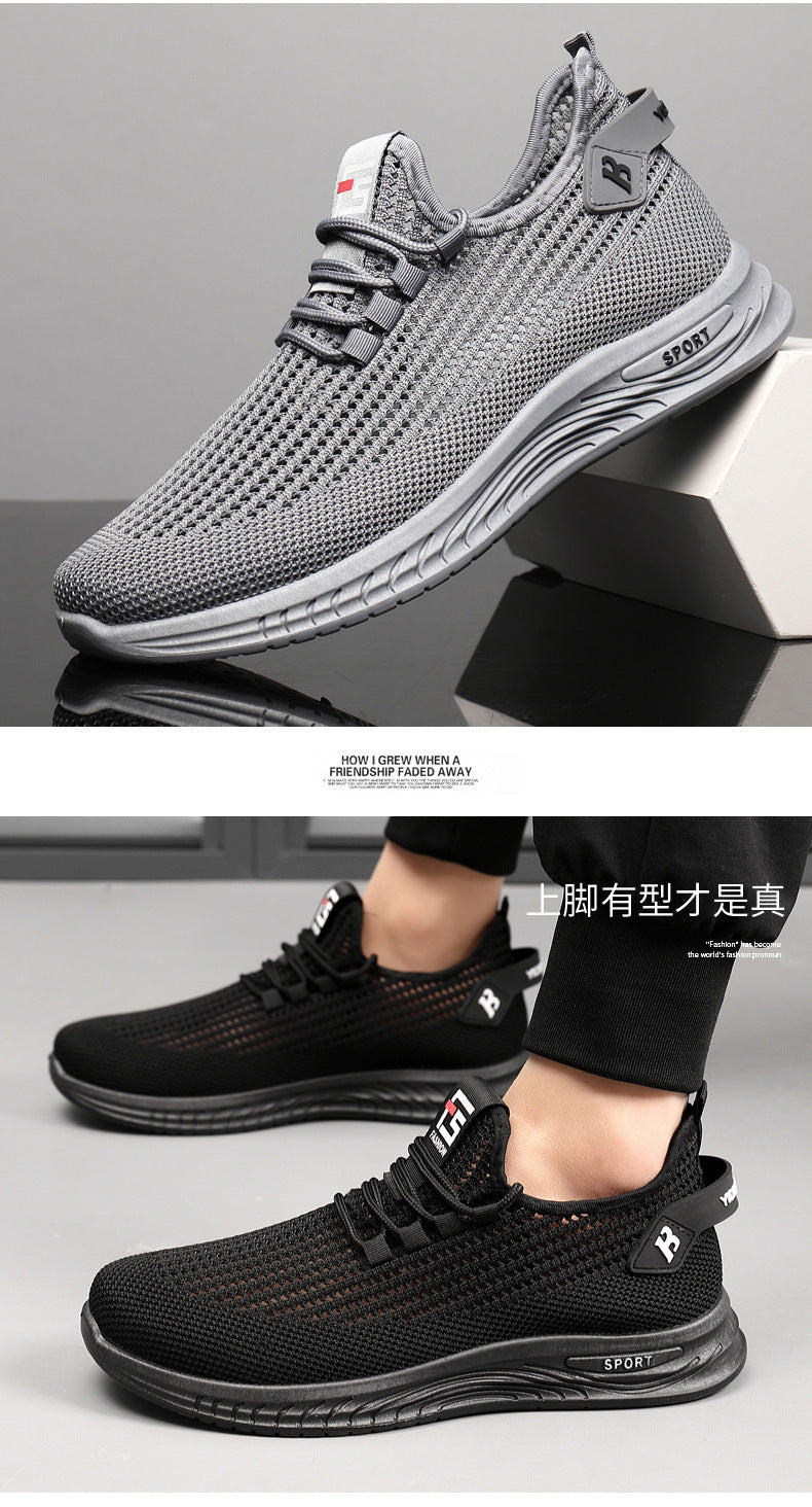 2024Wholesale Dropshipping Casual Sports Shoes Lightweight Breathable Trendy Men's Shoes Summer New Soft Sole Round Toe