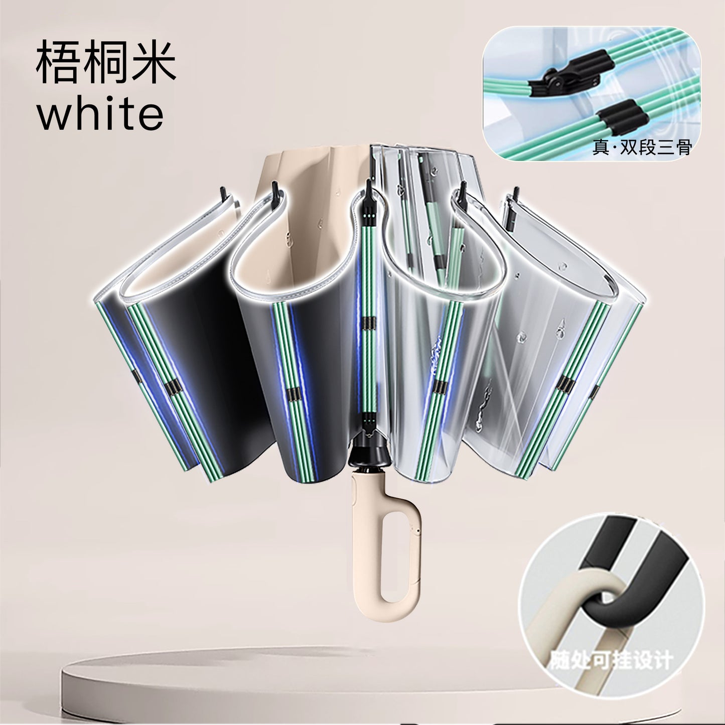 72Fully Automatic Ring Buckle Umbrella Portable Large Custom Wholesale Men's Hook Folding Dual-use for Sun and Rain Women's Special
