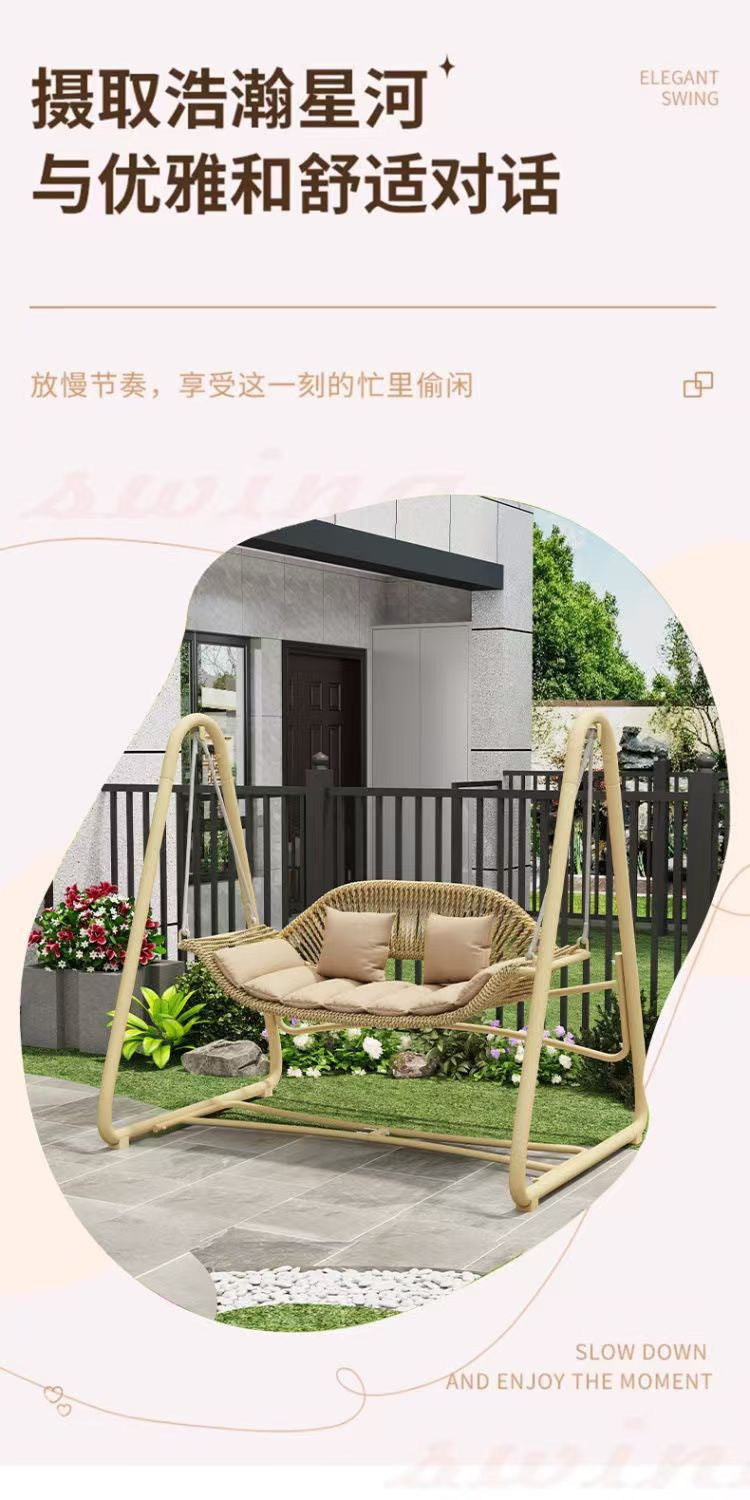 Outdoor Swing Courtyard Cradle Hanging Chair Villa Garden Balcony Terrace Leisure Lazy Internet Celebrity Double Swing Chair
