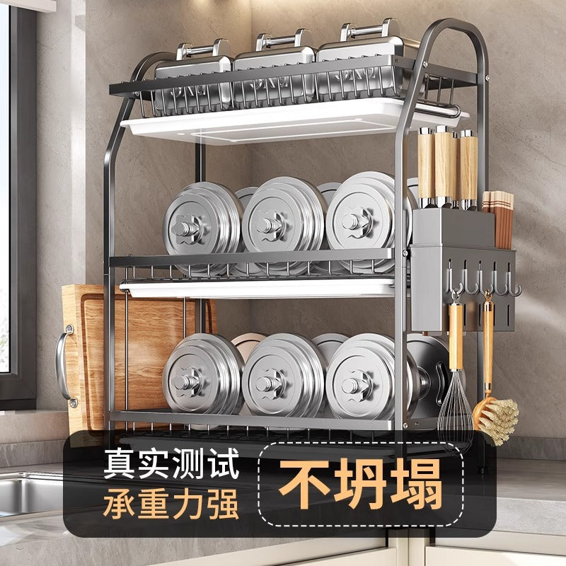 Cross-Border Kitchen Storage Rack Multi-Functional Bowl Dish Plate Knife Rack Chopstick Organizer Household Countertop Multi-Layer Draining Rack