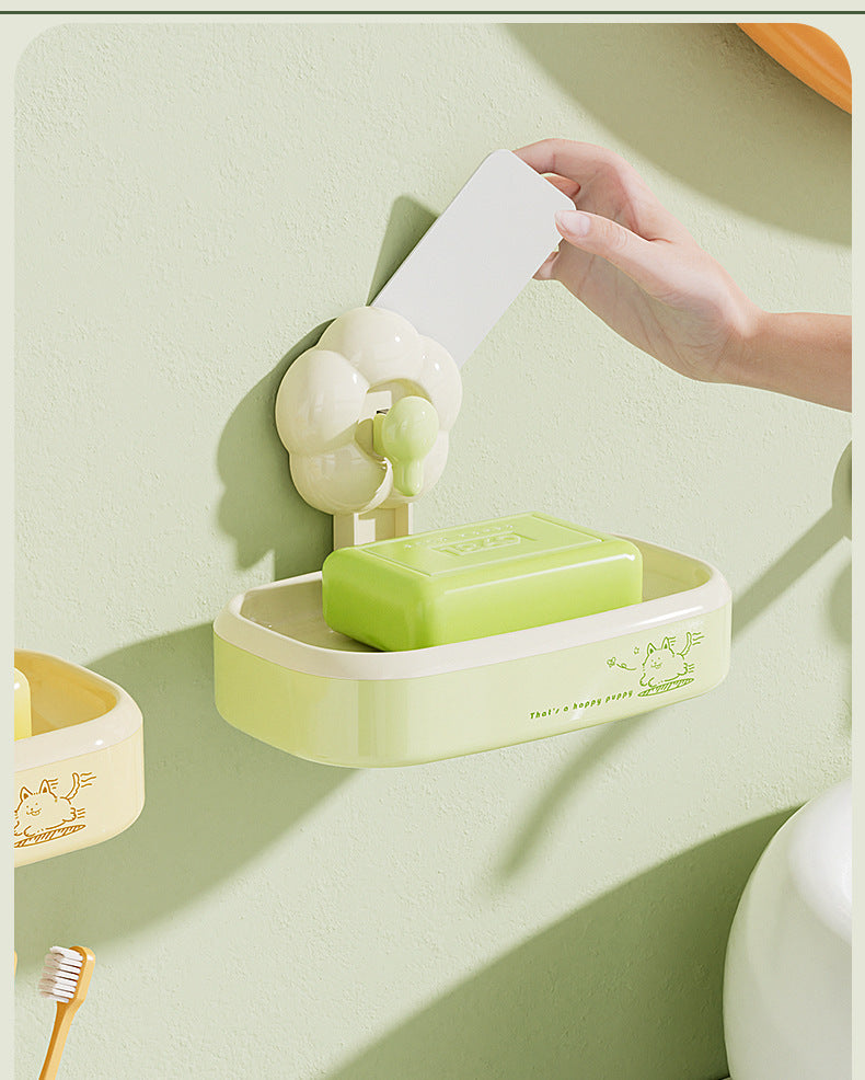 Bathroom Suction Cup Soap Holder, Multi-Functional, No Drilling Required, Creative Wall-Mounted Soap Box, Draining Bathroom Soap Holder