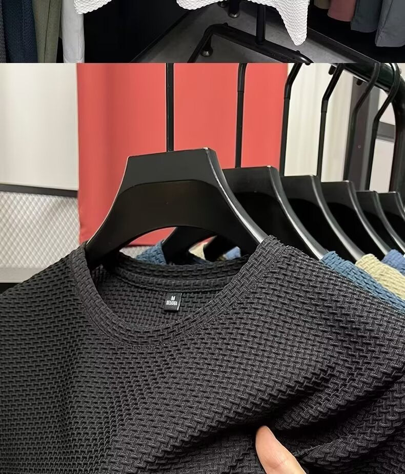Summer New Stretch Bamboo Mesh Ice Silk t Men's Short Sleeve Round Neck Half Sleeve Base Shirt Summer Men T T shirt