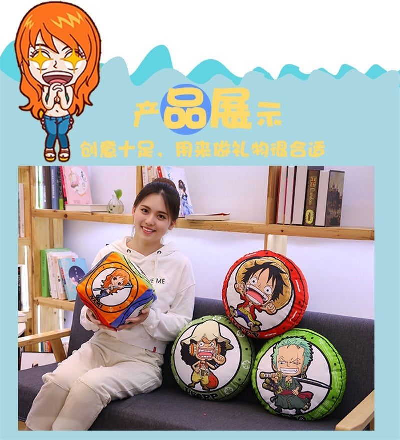 New One Piece Round Pillow Anime Merchandise Luffy Chopper One Piece Double-Sided Print Nap Cushion In Stock