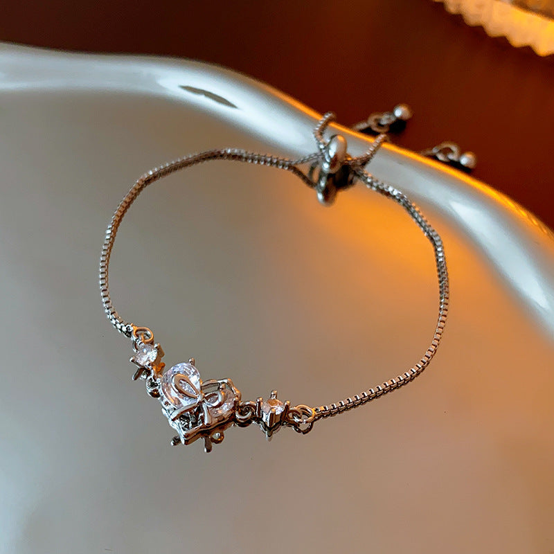 Xiaohongshu Same Style Hot-Selling Zircon Bracelet Light Luxury Niche Exquisite High-End Feel Adjustable Pull Jewelry for Women