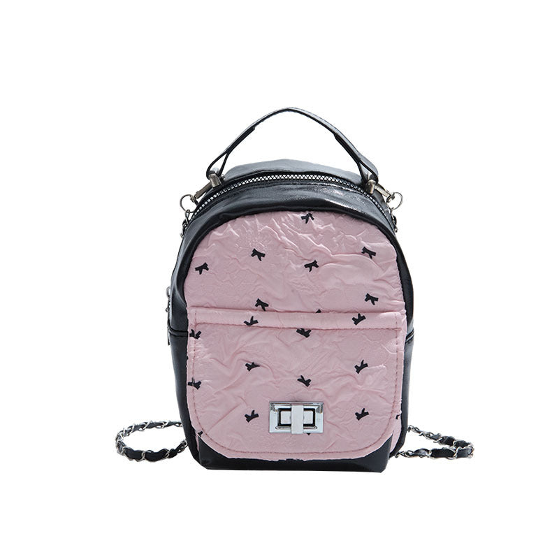 Foreign Trade Color-Block Niche Women's Backpack2025Spring and Summer New Mini Versatile Chain Super Popular Double Shoulder Small Bag