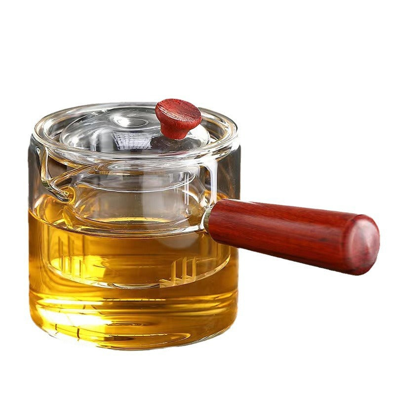 Transparent Black Handle Teapot for Tea Brewing, Glass Kettle for Boiling Water, Tea Brewing Pot for Electric Ceramic Stove, Charcoal Stove Tea Brewing Pot
