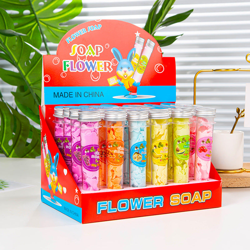Outdoor Portable Hand Washing Travel Disposable Paper Soap Tablets Test Tube Soap Flower Soap Paper Bottle Flower Shape Soap Tablets