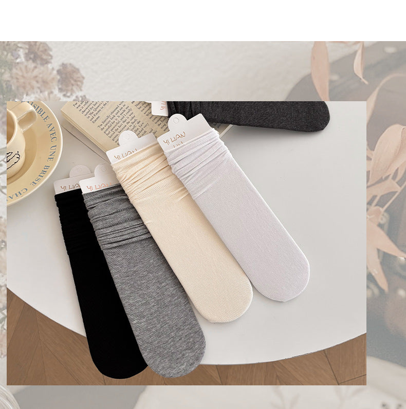 Socks Pure Cotton Women Summer Thin Style Pile Socks Solid Color Mid-Calf Socks Oxygen Cotton Confinement Socks Women Long Socks Zhuji Socks Industry