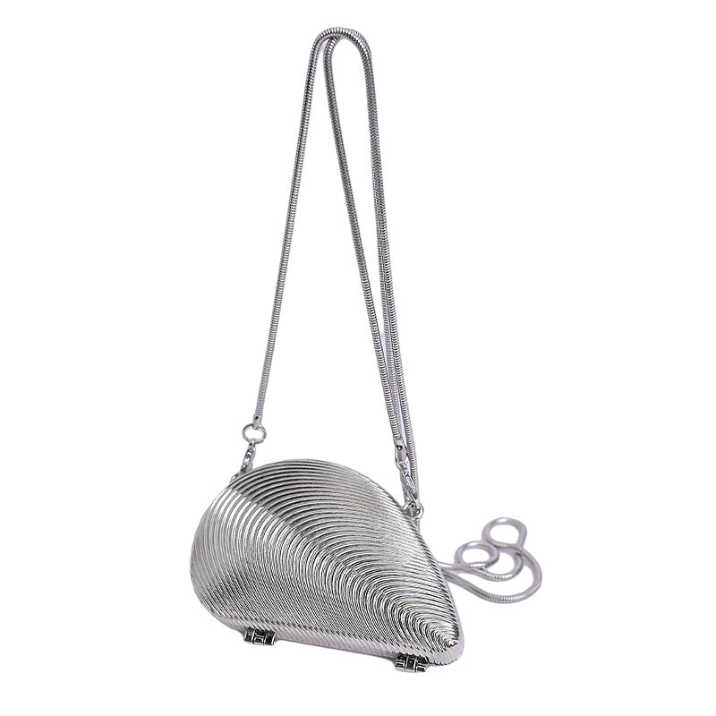 Mini2025Summer New Bag Niche Metal Shell Single Shoulder Chain Crossbody Bag Evening Fashion Small Bag for Women