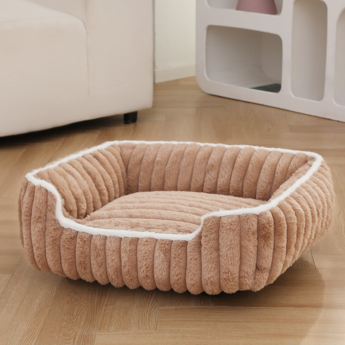 New Thickened Straight Bar Square Nest Rabbit Plush Soft Comfortable Pet Bed Deep Sleep Cat Nest Four Seasons Dog Nest