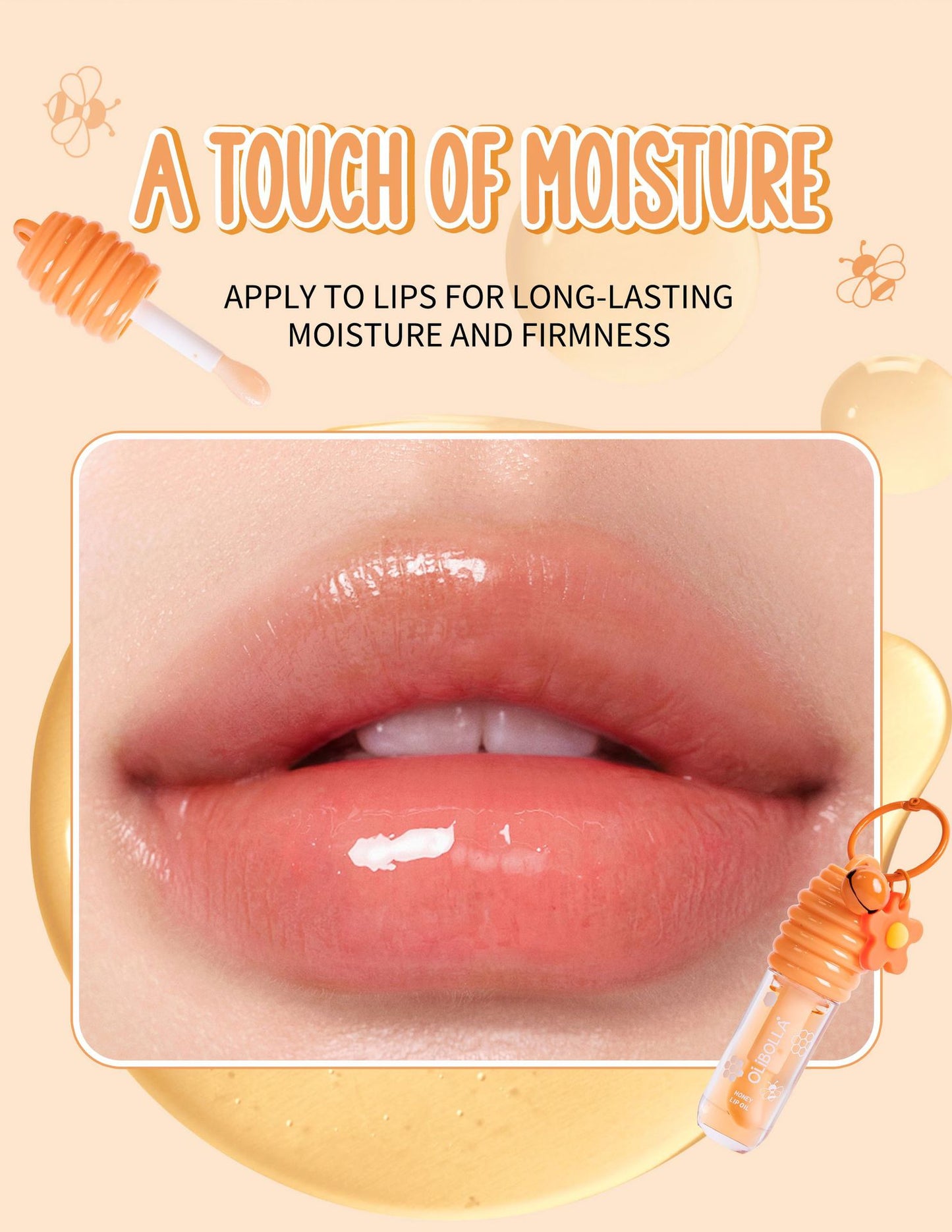 Cross-Border Makeup OLIBOLLA Hydrating Lip Oil Non-Stick Cup Long-Lasting Moisturizing Plumping Lip Gloss Wholesale Honey