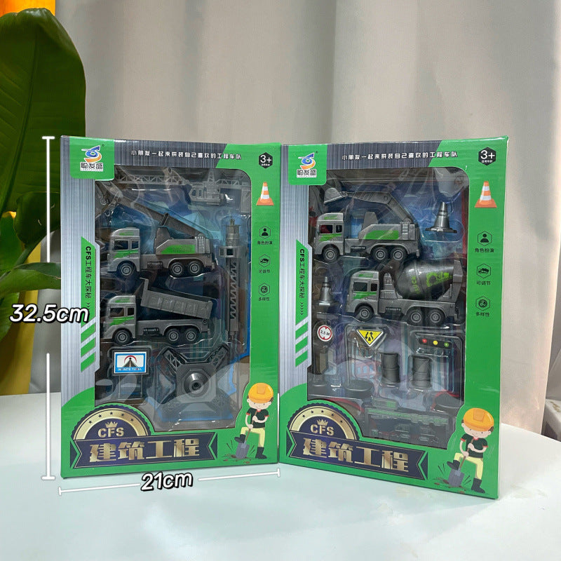 Durable Children's Toy Car Pull-Back Car Simulation Excavator Engineering Vehicle Fire Truck Airplane Model Boy's Gift