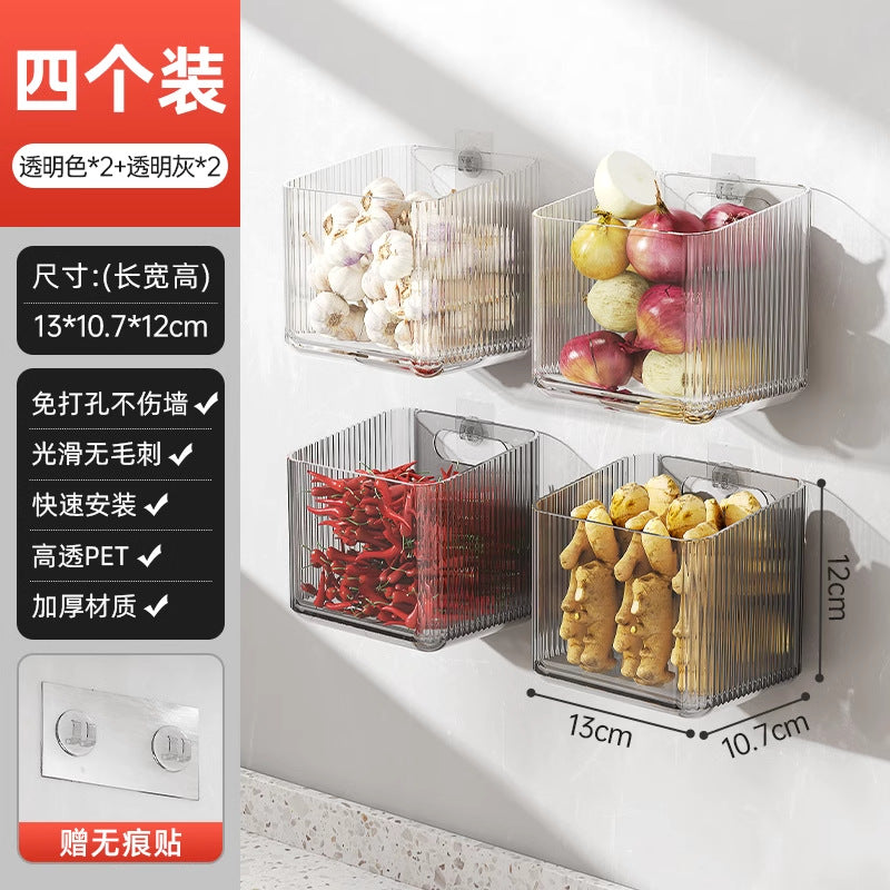 Younai Kitchen Onion Ginger Garlic Storage Box Wall-Mounted Vegetable Seasoning Storage Artifact Multi-Functional Shelf