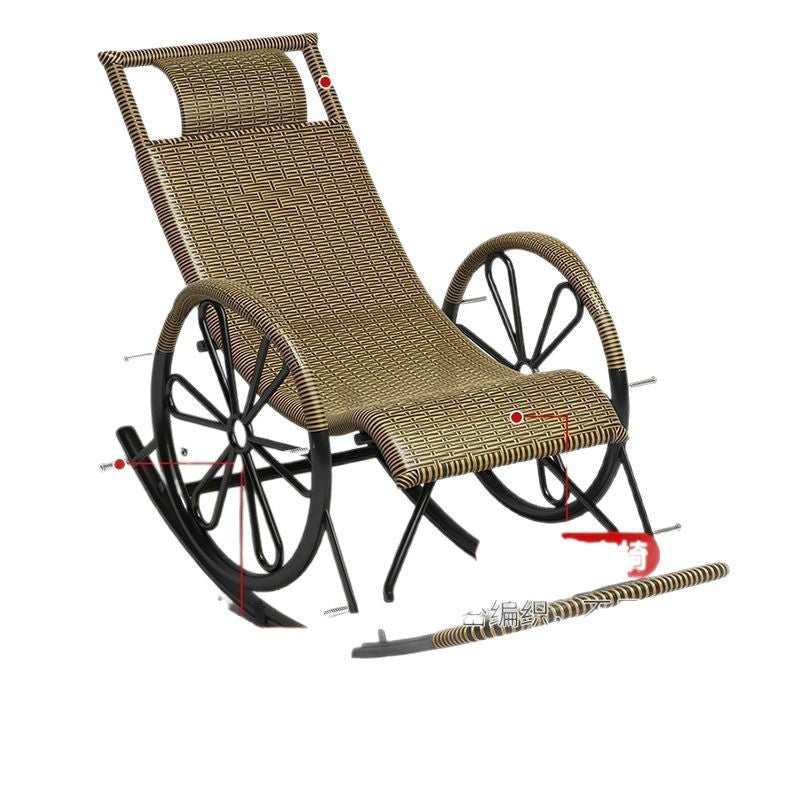 Rocking Chair Recliner Rocking Lazy Chair Rattan Chair for Adults Home Outdoor Living Room Balcony Nap Elderly Leisure Rattan Chair Factory