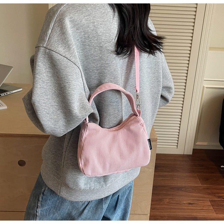 2024New Casual Large Capacity Women's Shoulder Bag Trendy Corduroy Versatile Crossbody Bag Trendy Bag Cross-Border Hot Item
