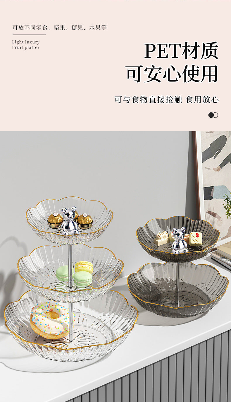 Multi-layer Fruit Plate High-end Luxury Style Home Living Room Snacks Nuts Candy Dried Fruits Fruit Plate Tea Pastry Dessert Plate