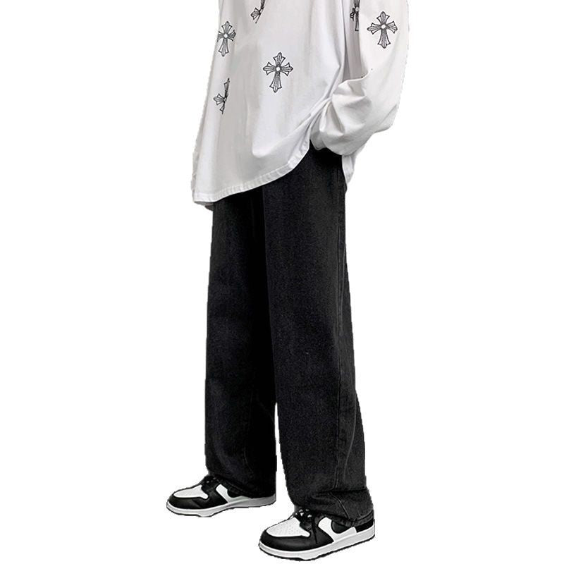 Vintage Jeans Men Summer Thin Loose Straight Versatile Trendy Brand Hong Kong Style Wide Leg Casual Long Pants