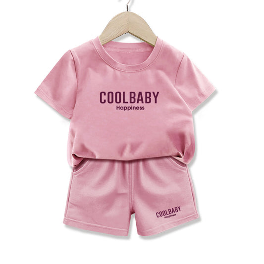 Boys and girls short sleeve t T-shirt Suit2025Summer New Baby Sports Two-Piece Set Fashionable Children's Clothing8