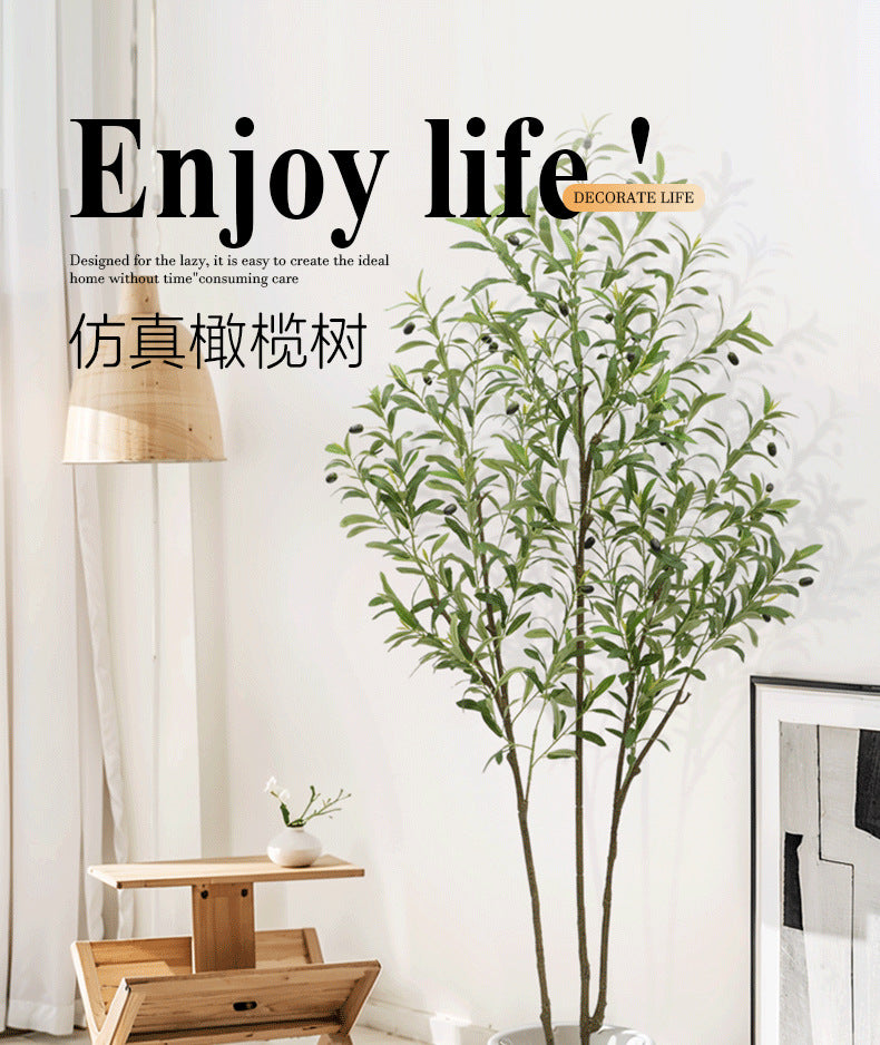 Artificial Plants Amazon Foreign Trade Wholesale Fake Tree Potted Artificial Olive Tree Indoor Large Green Plant Floor Ornament