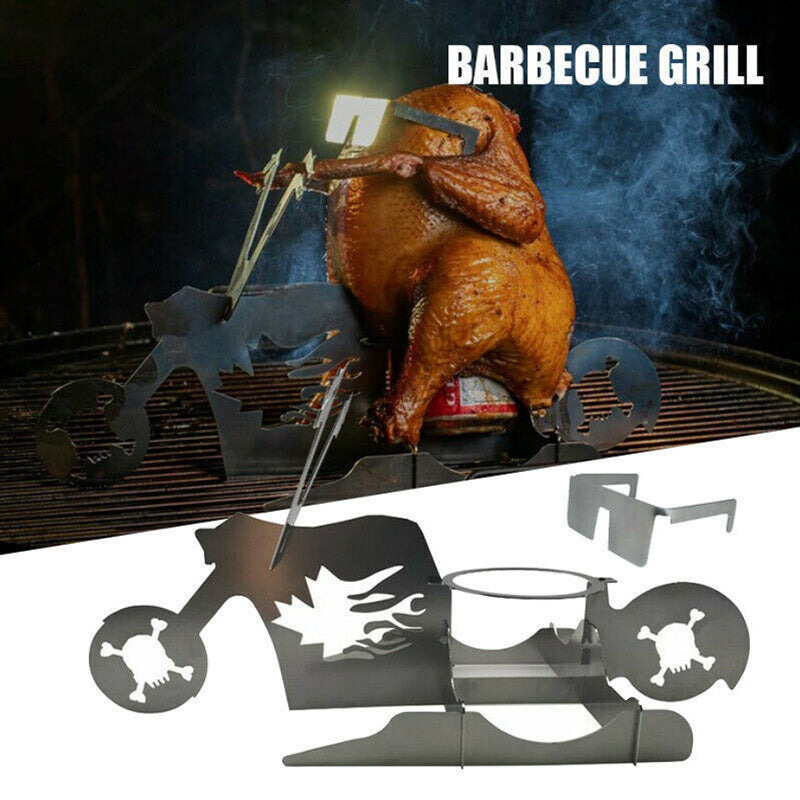 Chicken Stand Motorcycle BBQ Motorcycle Chicken Grill Stainless Steel BBQ Rack BBQ Stand
