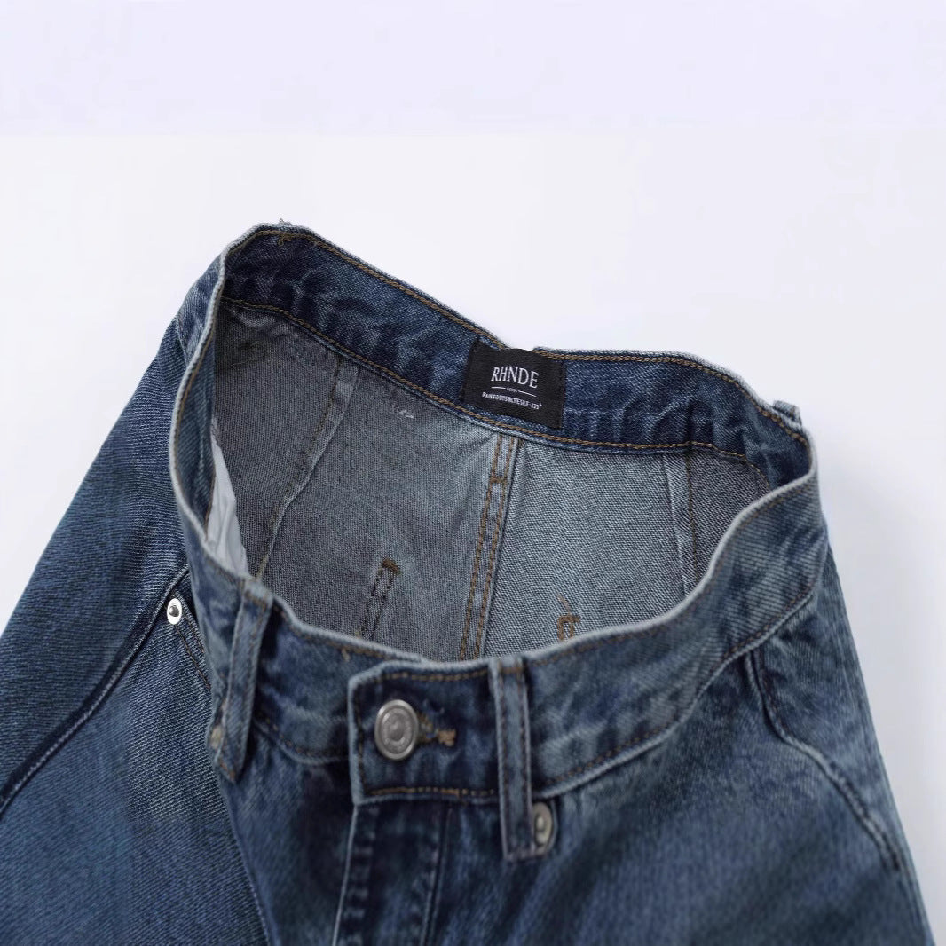 Lightweight2025Summer New Wide-Leg Jeans American Retro Mid-Length Shorts Loose Fit Half Pants