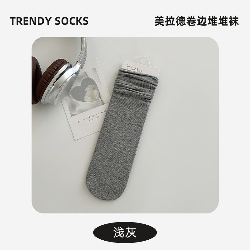 Socks Pure Cotton Women Summer Thin Style Pile Socks Solid Color Mid-Calf Socks Oxygen Cotton Confinement Socks Women Long Socks Zhuji Socks Industry