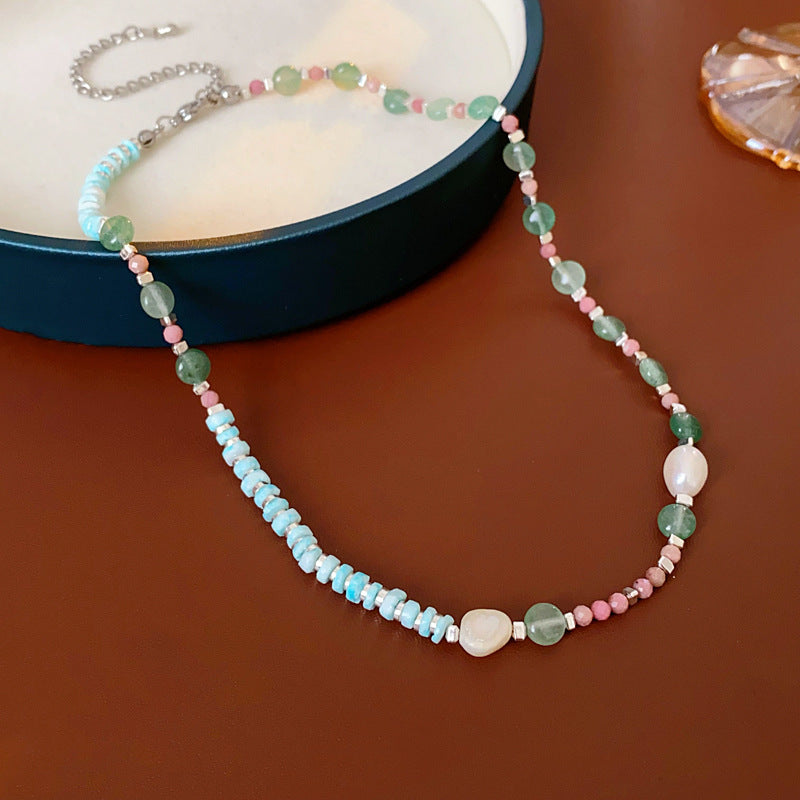 Baroque Freshwater Pearl Necklace Simple Elegant Colorful Beaded Collarbone Chain Niche Light Luxury High-End Sense Necklace for Women