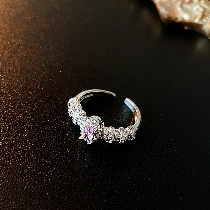 Real Gold Plated Baroque Pearl Tulip Flower Open Ring Korean Fresh Sweet Forest Style Light Luxury Jewelry