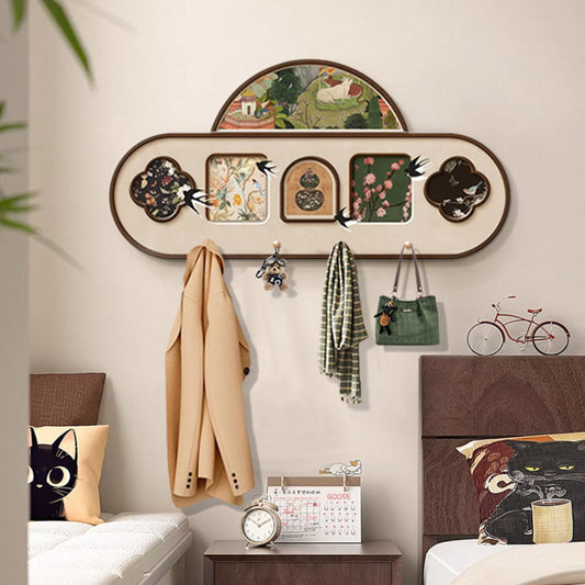 BE-054Vintage Style Pegboard Entryway Clothes Rack Door Hook Storage Rack Entrance Key Organizer Hanging Picture